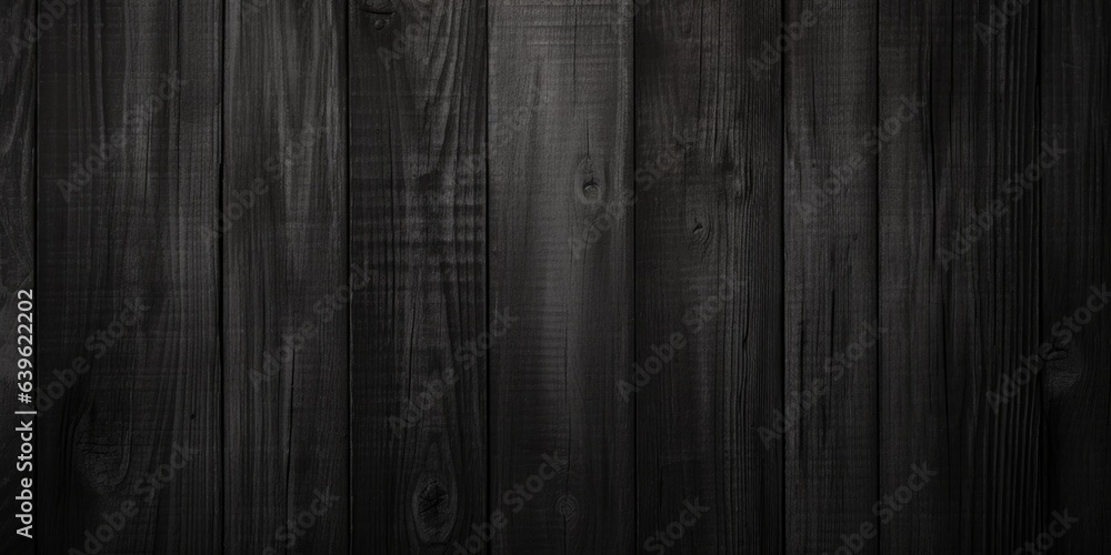 Naklejka premium Black grey rustic dark wooden texture - wood background, generative ai