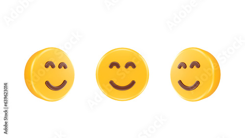 3D Illustration cute smiling emoji face Icon For Web Mobile App Social Media Promotion