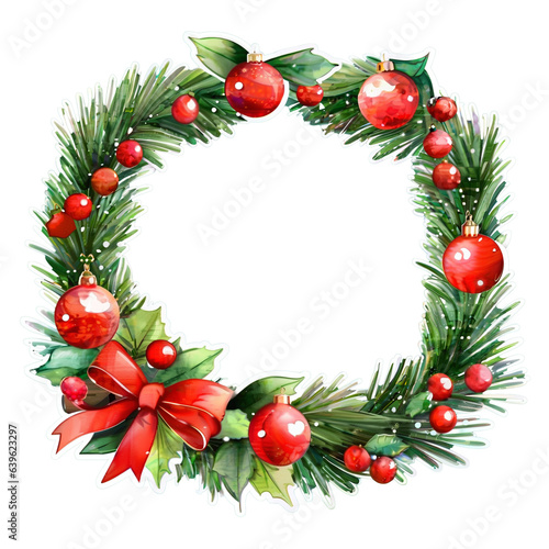christmas wreath decoration isolated transparent background.