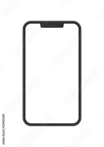 画面が空白のスマホのモックアップ - シンプルなスマートフォンのフレーム･テンプレート素材