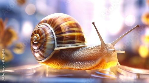 Snail on a bright background Generative AI