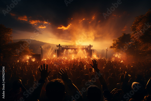 joyful crowd of people at the sunset on the party,festive event © Наталья Добровольска