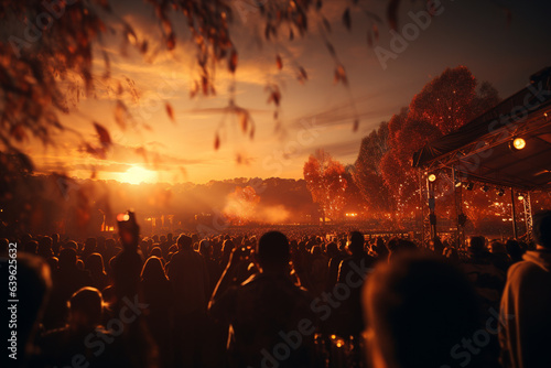 joyful crowd of people at the sunset on the party,festive event © Наталья Добровольска