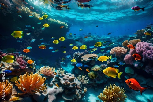 coral reef and fish generated by AI technology