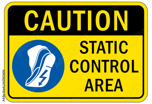 Electrostatic warning sign and label static control area