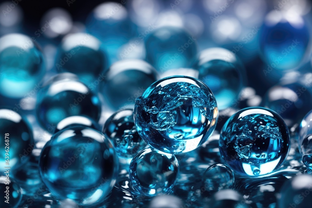 Gel. Water blue balls. Texture or background. Closeup macro