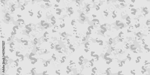 Arctic camouflage military pattern with dollar sign. Vector camouflage pattern for clothing design.