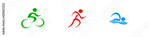people symbols, run, swimming, cycling