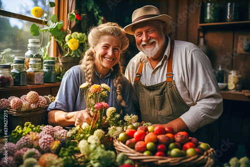 A happy retired couple on their property. 