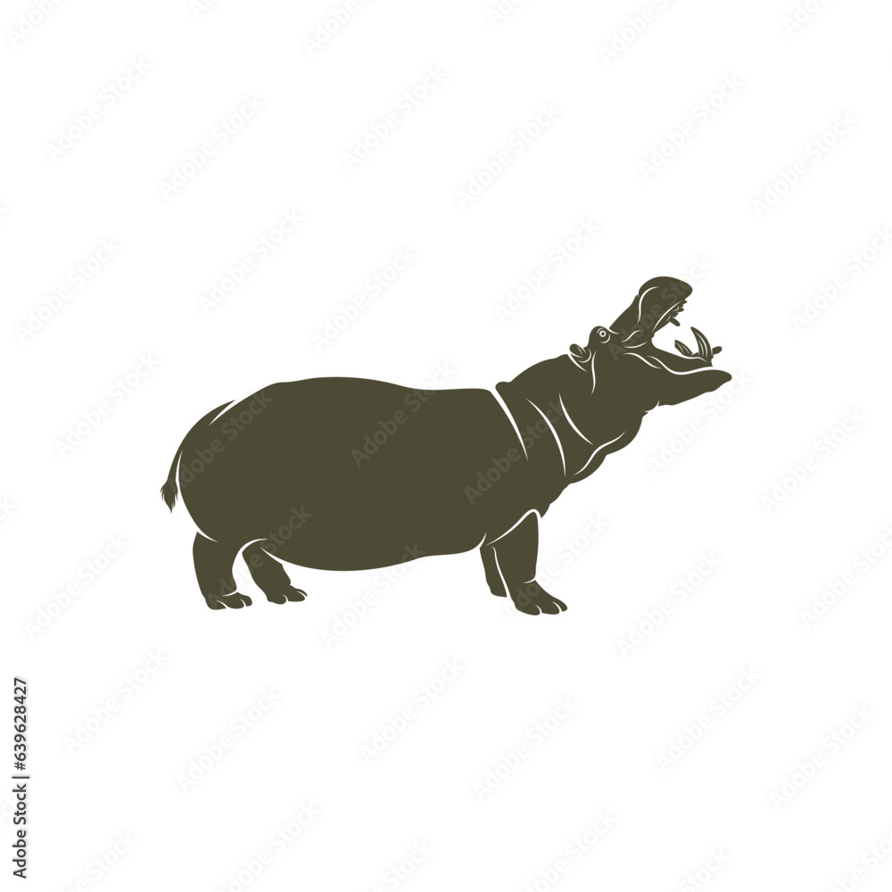 Fototapeta premium Hippopotamus vector illustration design. Hippopotamus logo design Template.
