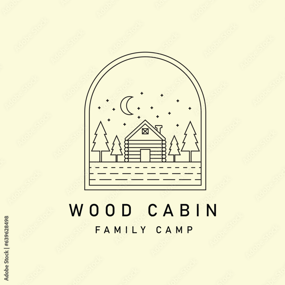 cabin or cottage logo line art simple minimalist vector illustration template icon graphic design