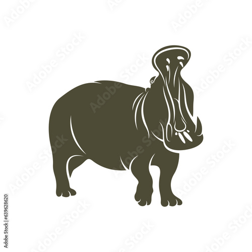 Hippopotamus vector illustration design. Hippopotamus logo design Template.