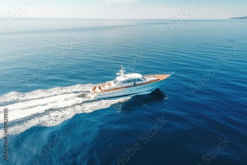 aerial view of beautiful yacht in blue sea, AI Generated © dark_blade