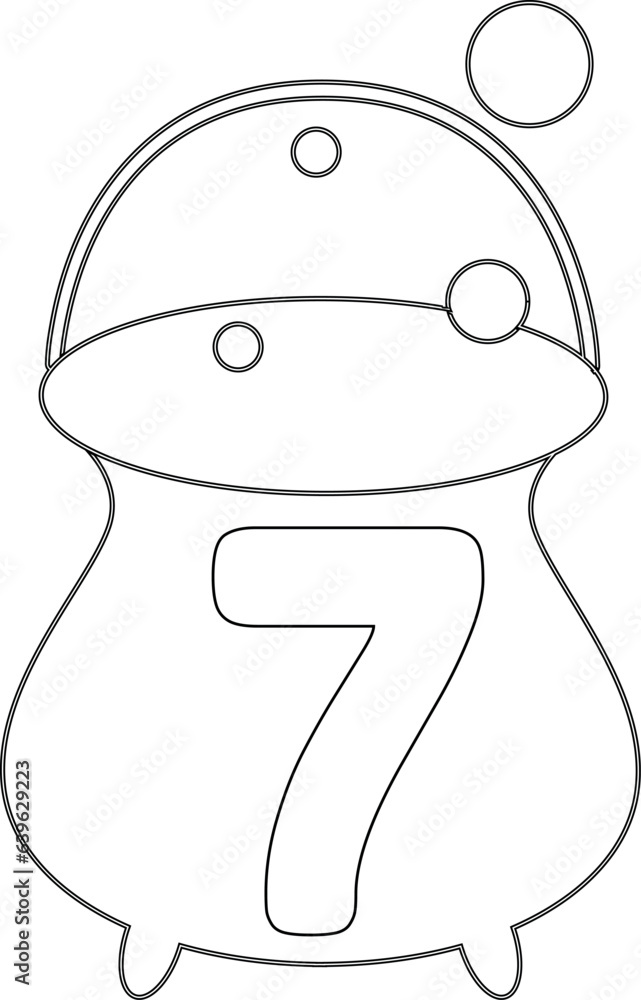 Halloween cauldron with a number 7 for decoration Halloween cauldron with a number 7 for decoration