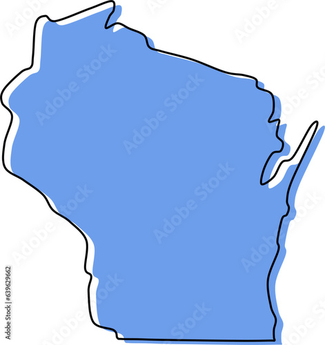 wisconsin map, wisconsin vector, wisconsin outline, wisconsin stylized