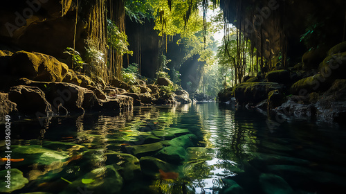 Photograph of the awe - inspiring Puerto Princesa Underground River National Park in the Philippines  captured with a Canon EOS 5D camera and a Canon EF 24 - 70mm f  2. 8L II USM lens at a focal lengt
