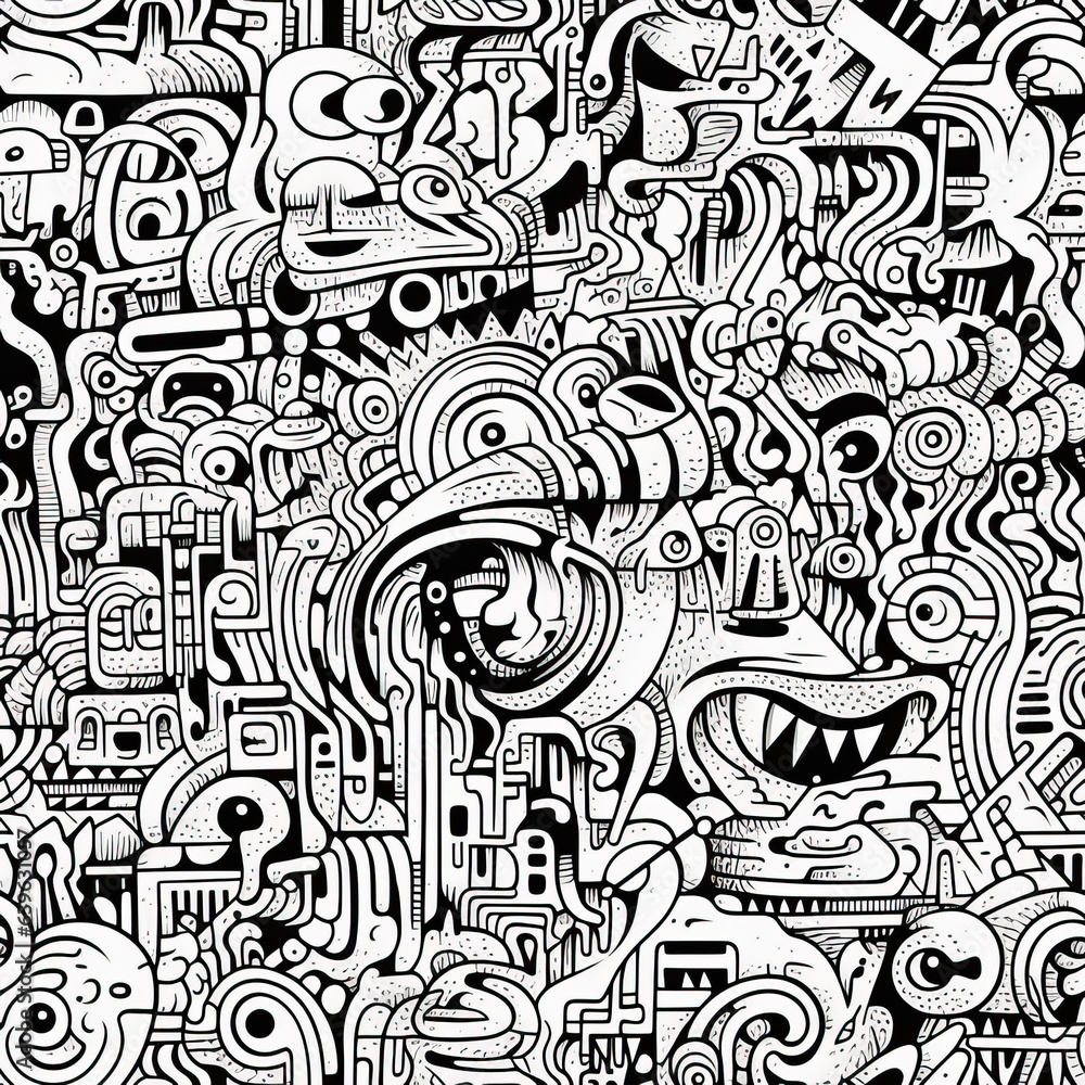 Trippy doodles optical illusion psychedelic repeat pattern