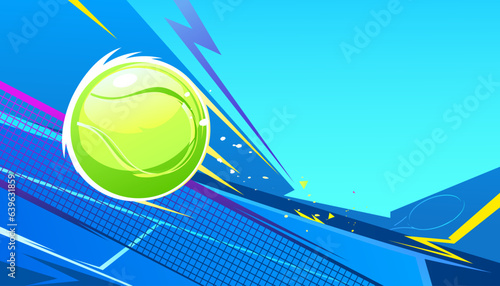 The tennis ball flew through the net. sports concept