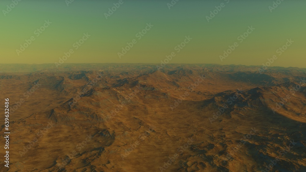 Mars like red planet, with arid landscape, rocky hills and mountains, for space exploration and science fiction backgrounds.
Mars like red planet, with arid landscape, rocky hills and mountains, for space exploration and science fiction backgrounds.