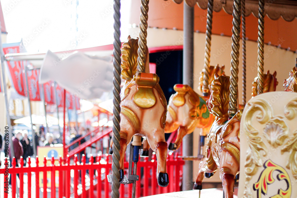 Merry-go-round horses at a theme park