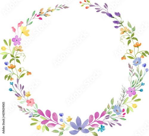 Wallpaper Mural Watercolor floral wreath. Hand drawn illustration on white background. Vector EPS. Torontodigital.ca