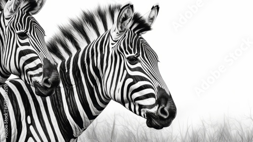 Photo of a black and white zebra in A Studio on a white background - created with Generative AI technology