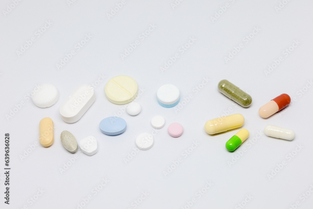 Various forms and sizes of pills Various forms and sizes of pills