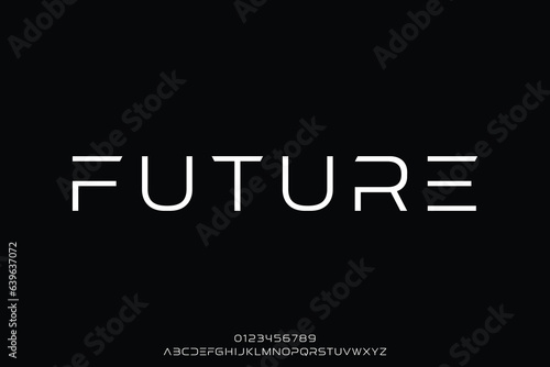 Modern clean sophisticated sans serif alphabet display font vector. Creative futuristic typography style