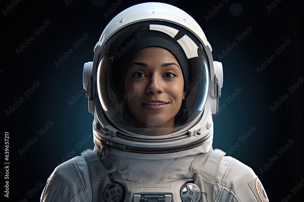 Caucasian Woman Astronaut Backdrop Very Happy Generative AI Caucasian Woman Astronaut Backdrop Very Happy Generative AI