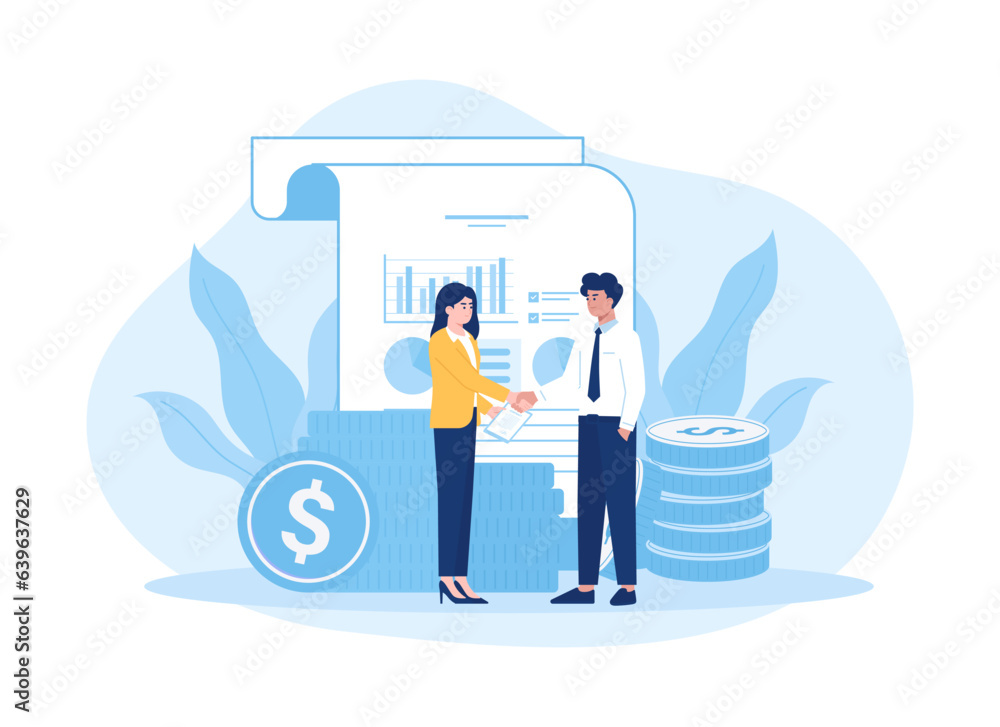 the people are making money investment agreements concept flat illustration the people are making money investment agreements concept flat illustration