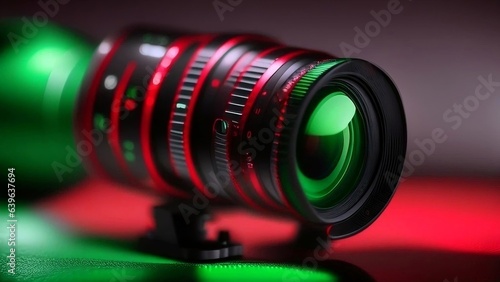 Close-up view of camera lens  blurred background