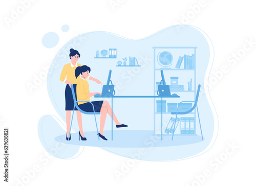 people are working at the computer concept flat illustration