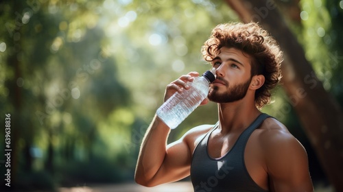 Youthful man hydrating whereas working out