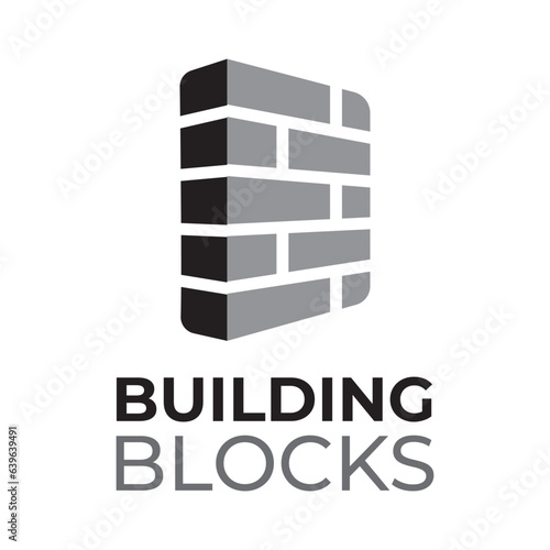 Vector set of logos building blocks, bricks