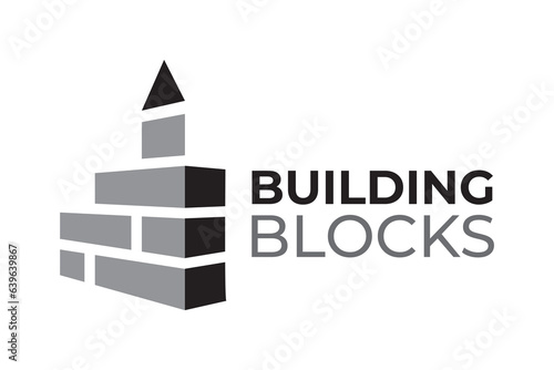 Vector set of logos building blocks, bricks
