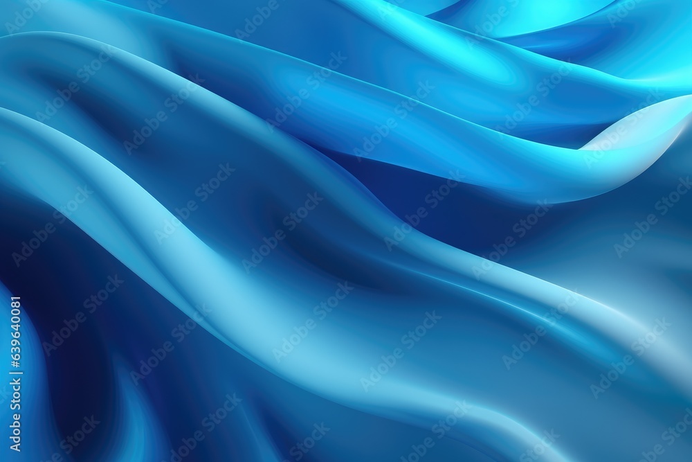 Obraz premium abstract blue background with smooth lines and waves illustration. Abstract Background with 3D Wave blue Gradient Silk Fabric, AI Generated