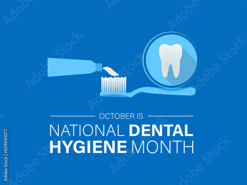 Dental Hygiene month observed each year during October. Banner, poster, card, background design.