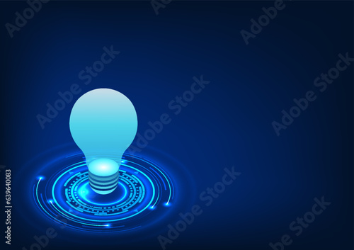 Light bulb technology is placed on the technology circle Finding information or new ideas by using technology to help increase efficiency and speed in finding information.