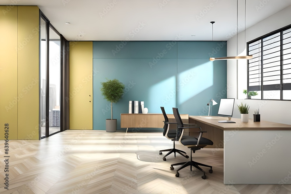 modern office interior with room modern office interior with room