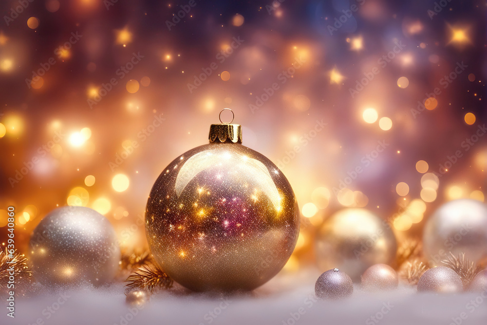 Christmas background with shiny balls, Christmas tree and blurred lights. Christmas background with shiny balls, Christmas tree and blurred lights.