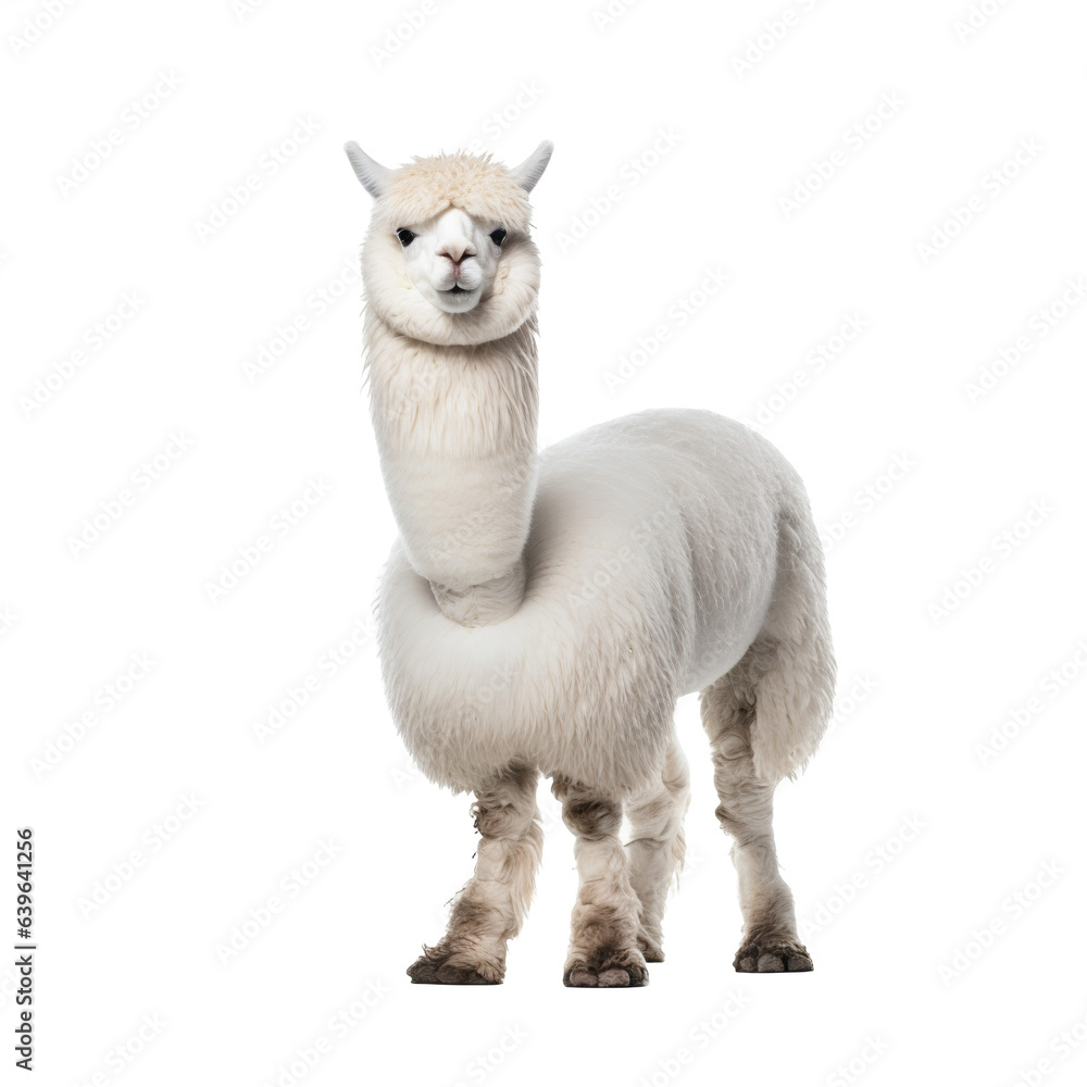 Obraz premium L'alpaga, ou encore alpaca (Vicugna pacos) avec transparence, sans background