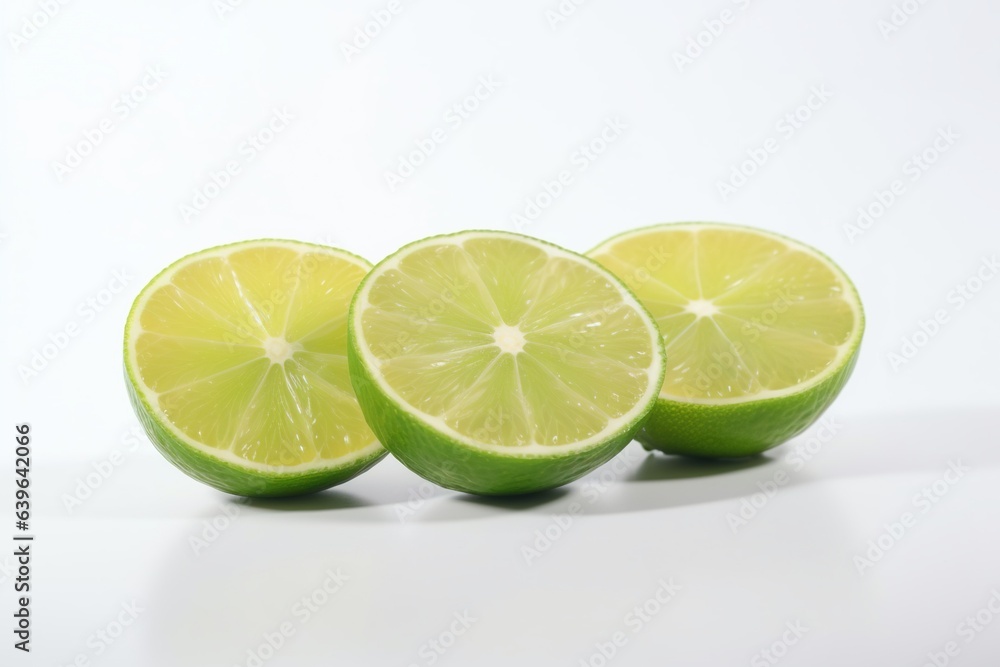 Cut citrus fruits on white background limes Cut citrus fruits on white background limes