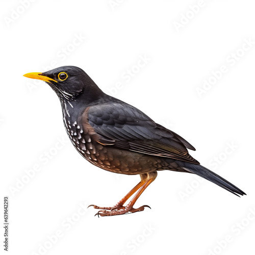 Merle noir (Turdus merula) avec transparence, sans background