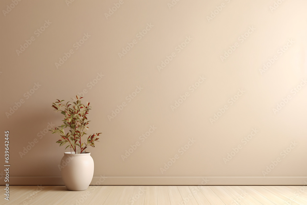 Empty room interior background beige wall