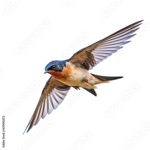 Hirondelle rustique en vol (Barn Swallow) avec transparence, sans background