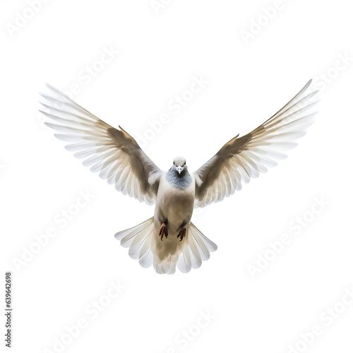 Tourterelle turque en vol (Streptopelia decaocto) avec transparence, sans background