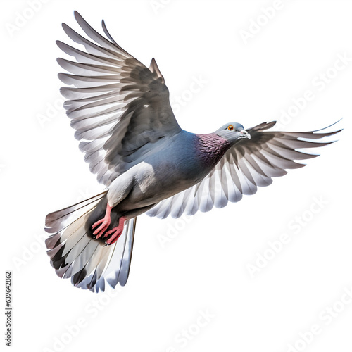 Pigeon ramier en vol (Columbidae) avec transparence, sans background