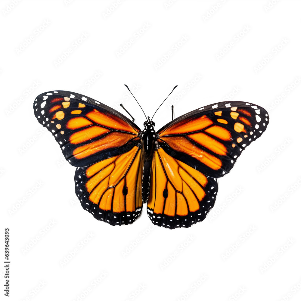 Fototapeta premium Papillon Monarque (Danaus plexippus) avec transparence, sans background