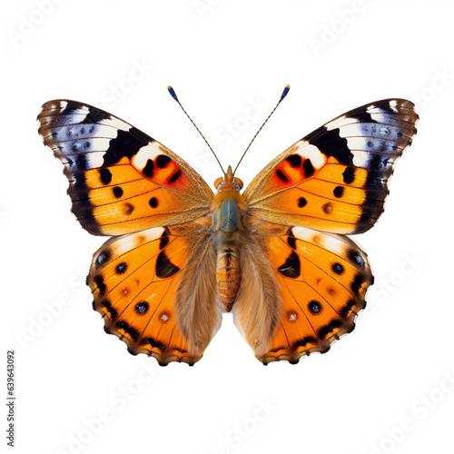 Papillon Belle-Dame, Vanesse des chardons ou Vanessa cardui avec transparence, sans background © MATTHIEU