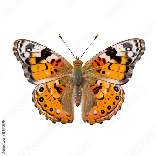 Papillon Belle-Dame, Vanesse des chardons ou Vanessa cardui avec transparence, sans background